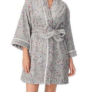 Kate Spade Grey Dot Fleece Robe
